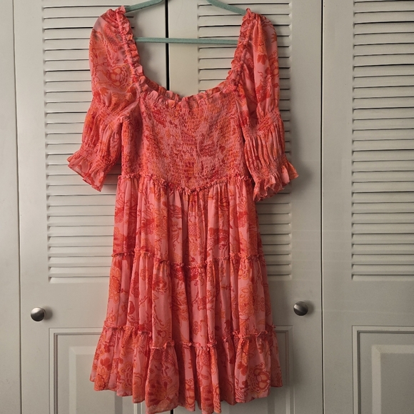 Cinq à Sept Jacky Puff-Sleeve Baby Doll Smocked Mini Dress Size 10 #055 - Picture 2 of 6